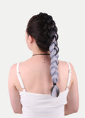 Synthetic DIY Jumbo Festival Hair Braid | Black/Silver Ombre-Image 2