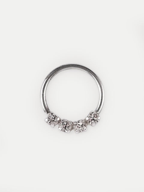 Six Gem Sterling Silver Split Ring 18G