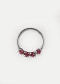 Six Gem Sterling Silver Split Ring 18G | Pink-Image 1