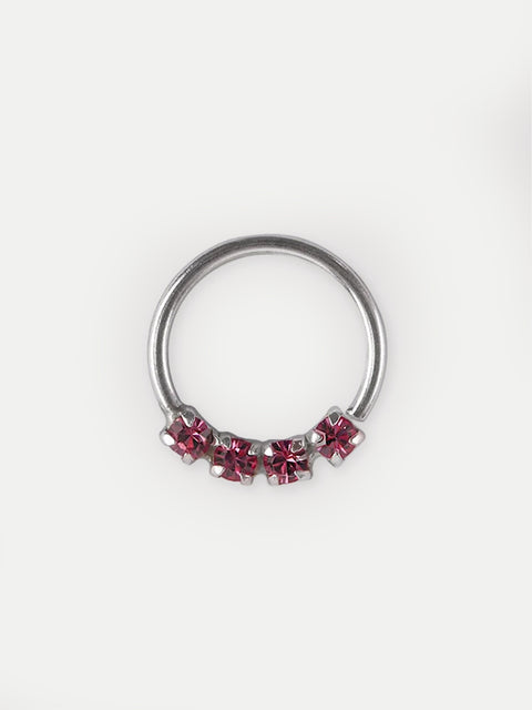 Six Gem Sterling Silver Split Ring 18G