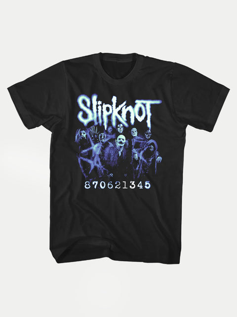 Slipknot - Member Numbers Photo Front and Back Print T-Shirt