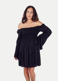 Smocked Mini Dress | Black-Image 1