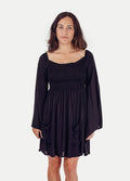 Smocked Mini Dress | Black-Image 3