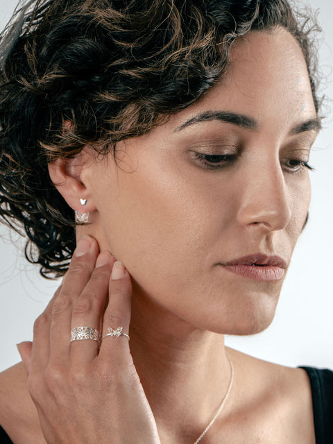 Sterling Silver Butterfly Ear Jacket Earring