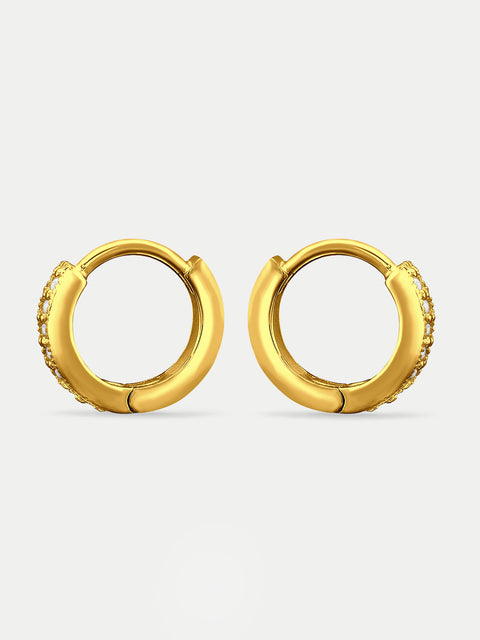 Sterling Silver CZ Crystal Huggie Hoop Earrings