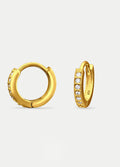 Sterling Silver CZ Crystal Huggie Hoop Earrings | Gold-Image 2