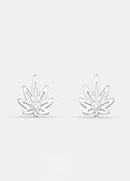 Sterling Silver Cannabis Leaf Gem Stud Earrings | Silver-Image 1