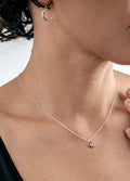 Sterling Silver Crescent Moon Drop Earring | Silver-Image 3