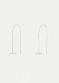 Sterling Silver Cross Bar Thread Drop Earring | Silver-Image 1