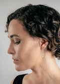 Sterling Silver Cross Bar Thread Drop Earring | Silver-Image 2