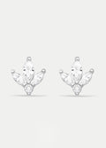 Sterling Silver Crystal Blossom Stud Earrings | Silver-Image 1