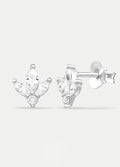 Sterling Silver Crystal Blossom Stud Earrings | Silver-Image 2