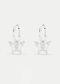 Sterling Silver Ear Hoops with Hanging Butterfly | Silver-Image 1