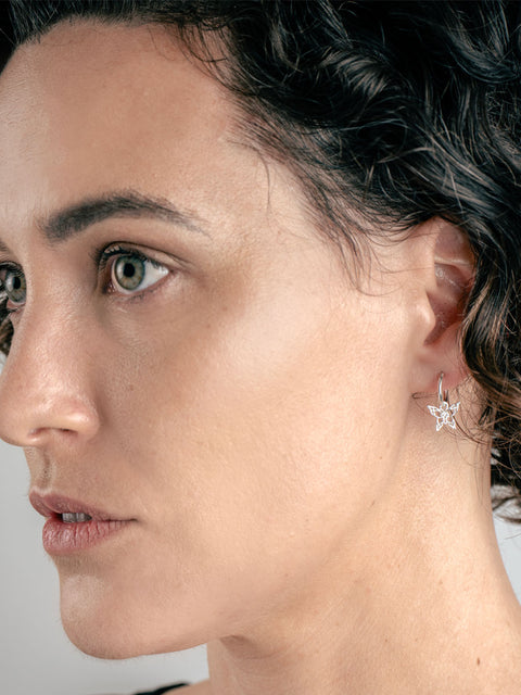 Sterling Silver Ear Hoops with Hanging Butterfly