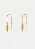 Sterling Silver Feather Thread Drop Earring | Gold-Image 1