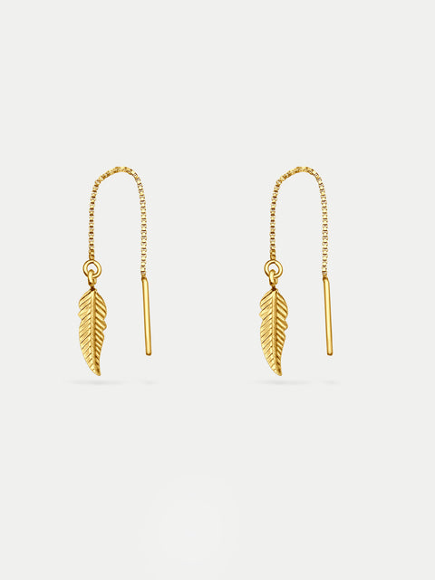 Sterling Silver Feather Thread Drop Earring