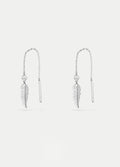 Sterling Silver Feather Thread Drop Earring | Silver-Image 1