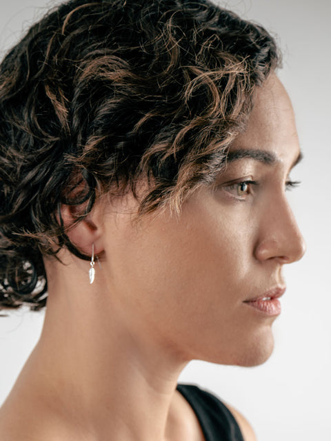 Sterling Silver Feather Thread Drop Earring