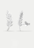 Sterling Silver Fern Stud Earrings | Silver-Image 2