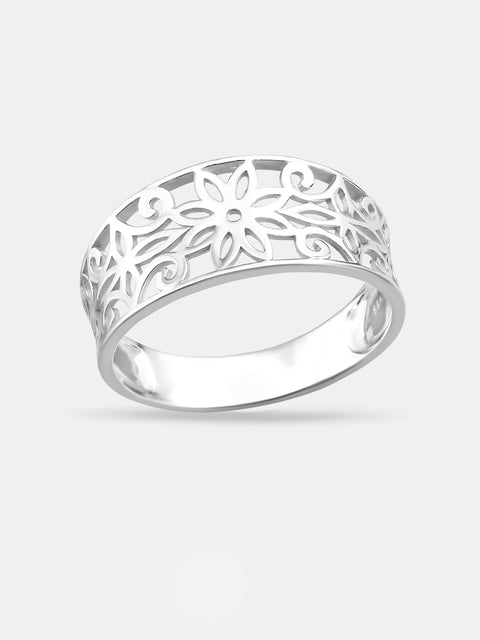 Sterling Silver Floral Band Ring