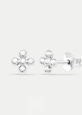 Sterling Silver Flower Dot Stud Earrings | Silver-Image 2