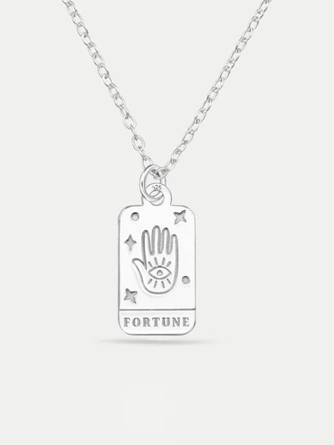Sterling Silver Fortune Card Pendant Necklace