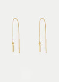 Sterling Silver Gold Plated Bar Thread Drop Earring | Gold-Image 1