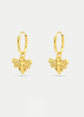 Sterling Silver Gold Plated Bee Hoop Drop Earrings | Gold-Image 1