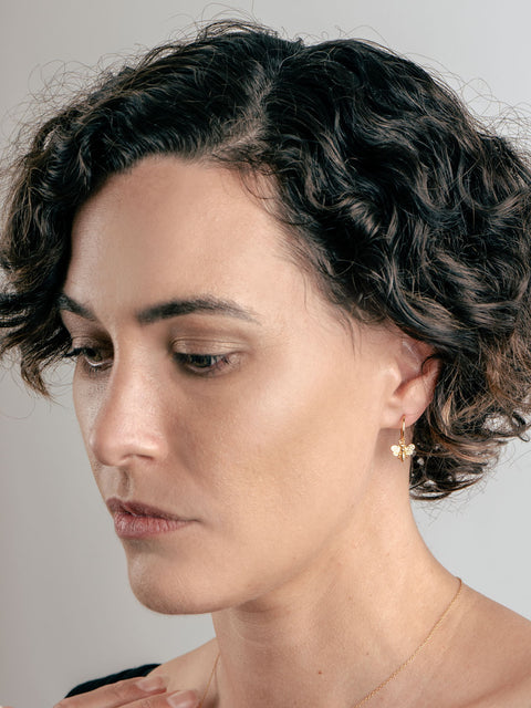 Sterling Silver Gold Plated Bee Hoop Drop Earrings