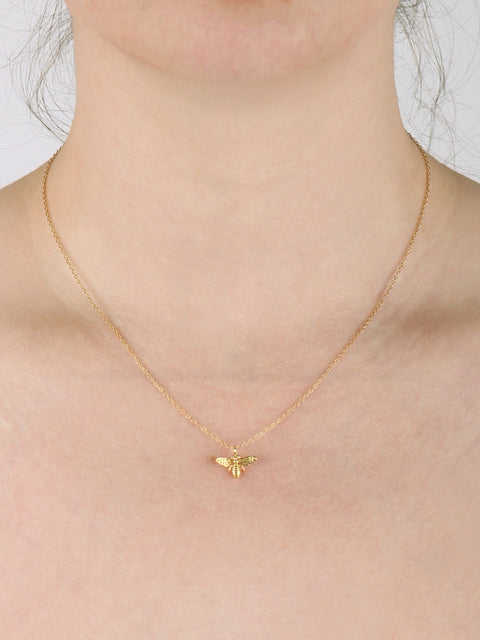 Sterling Silver Gold Plated Bee Pendant Necklace