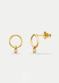 Sterling Silver Gold Plated Circle Droplet Stud Earrings | Gold-Image 2