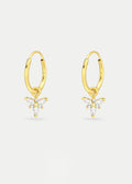 Sterling Silver Gold Plated Crystal Flower Hoop Drop Earrings | Gold-Image 1