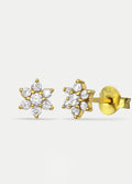 Sterling Silver Gold Plated Crystal Flower Stud Earrings | Gold-Image 2