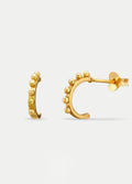 Sterling Silver Gold Plated Dot Hoop Drop Stud Earrings | Gold-Image 2