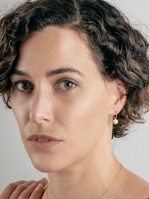 Sterling Silver Gold Plated Eye Hoop Drop Earrings