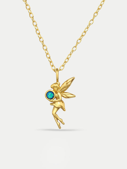 Sterling Silver Gold Plated Fairy Pendant Necklace