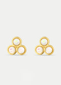 Sterling Silver Gold Plated Opal 3 Gem Stud Earrings | White-Image 1