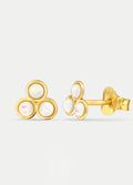 Sterling Silver Gold Plated Opal 3 Gem Stud Earrings | White-Image 2