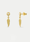 Sterling Silver Gold Plated Opal Feather Drop Stud Earrings | Gold-Image 2
