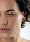 Sterling Silver Gold Plated Opal Feather Drop Stud Earrings | Gold-Image 3