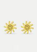 Sterling Silver Gold Plated Spiral Sun Stud Earrings | Gold-Image 1
