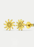 Sterling Silver Gold Plated Spiral Sun Stud Earrings | Gold-Image 2