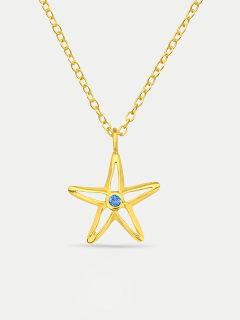 Sterling Silver Gold Plated Starfish Pendant Necklace