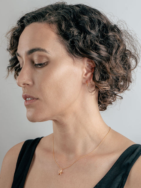 Sterling Silver Gold Plated Starfish Pendant Necklace