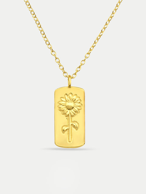 Sterling Silver Gold Plated Sunflower Pendant Necklace