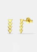 Sterling Silver Gold Plated Triangle Drop Stud Earrings | Gold-Image 2