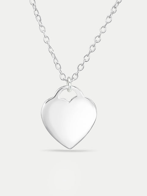 Sterling Silver Heart Lock Pendant Necklace