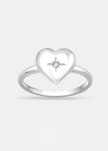 Sterling Silver Heart Star Ring | Silver-Image 1