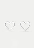 Sterling Silver Heart Stud Earrings | Silver-Image 1