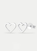 Sterling Silver Heart Stud Earrings | Silver-Image 2